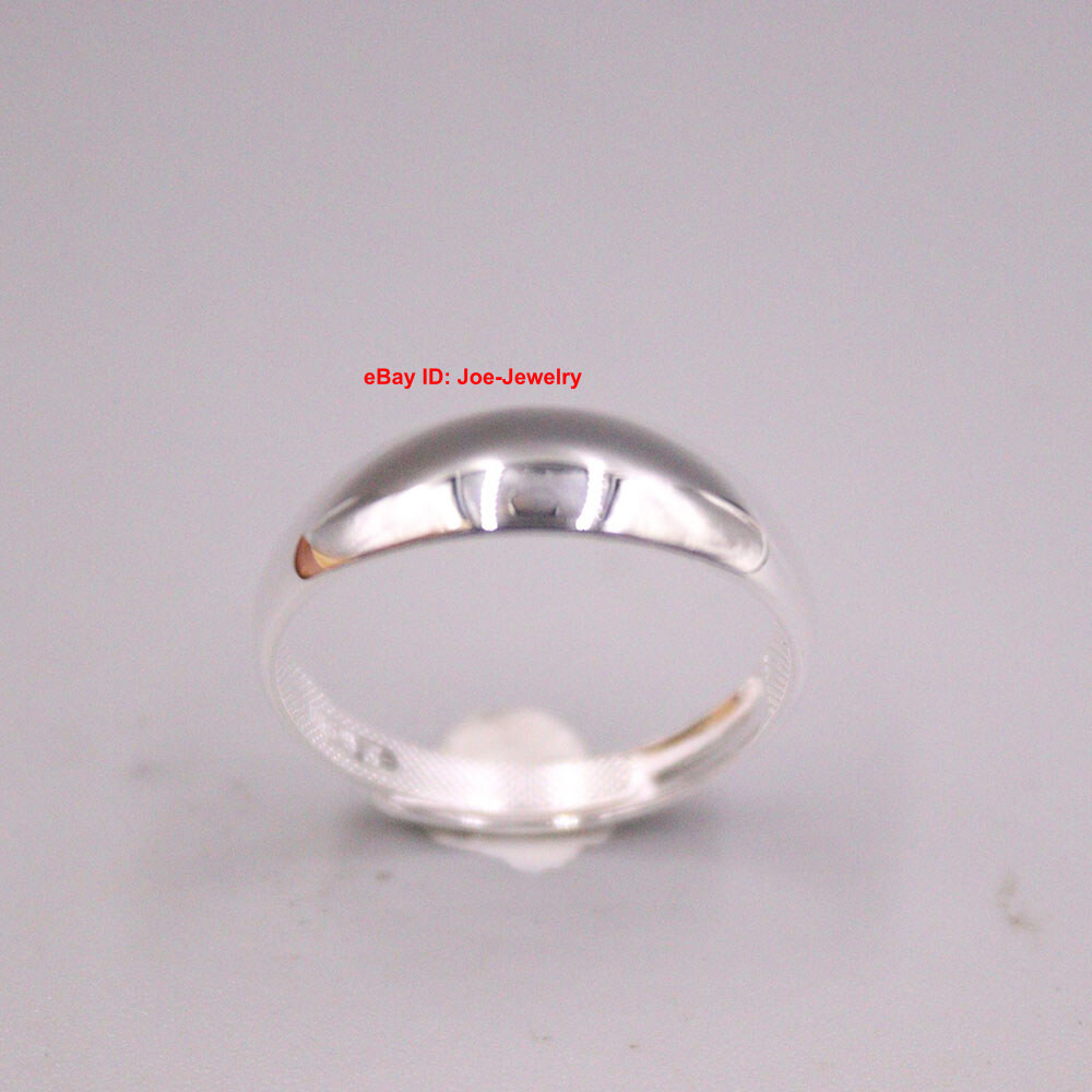 Solid 999 Fine Silver Ring Glossy Finish Band Adjustable 6-9 6mm Width