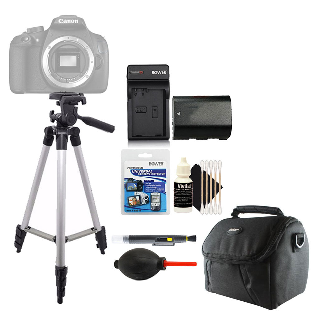 Tall Tripod + Replacement LP-E6 Battery + Screen Protector + Cleaning Kit