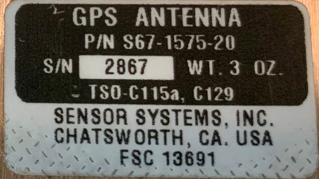 GPS Antenna S67-1575-20 Removed Working