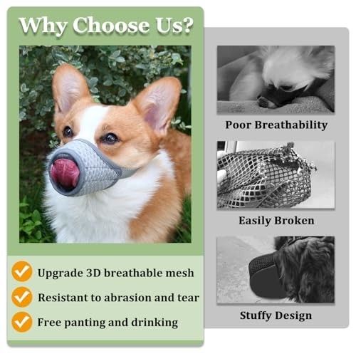 Soft Mesh Dog Muzzle for Small to Large Breeds - Biting, Chewing, Grooming, Pant