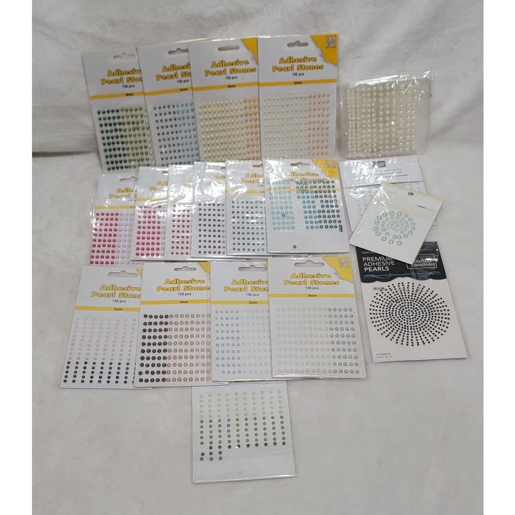 Adhesive Pearl Stones 17 pack Crafters BUNDLE