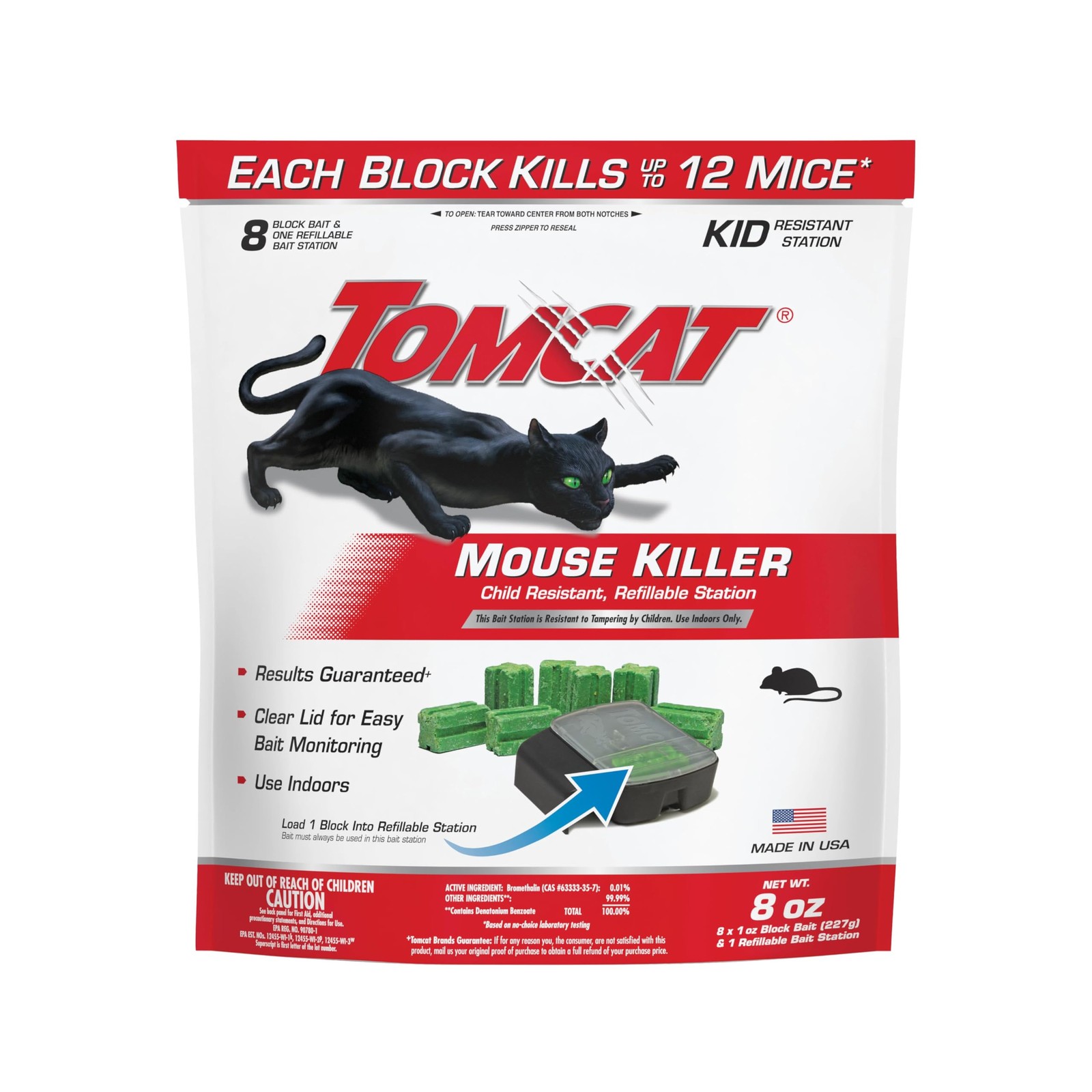 Mouse Killer Refillable Bait Station Child Resistant 1 8 Baits Tomcat Indoor