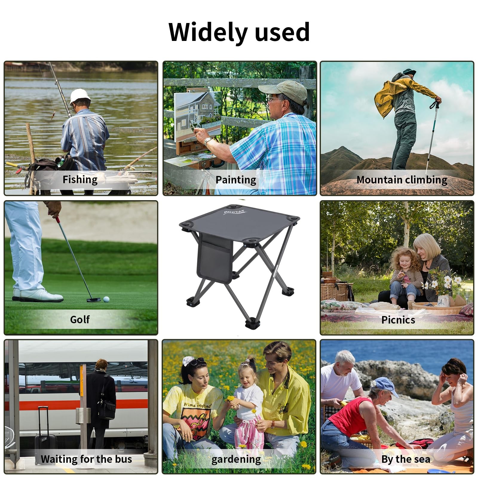 Camping Stool,Portable Folding Compact Lightweight Stool Seat for Camping Fis...