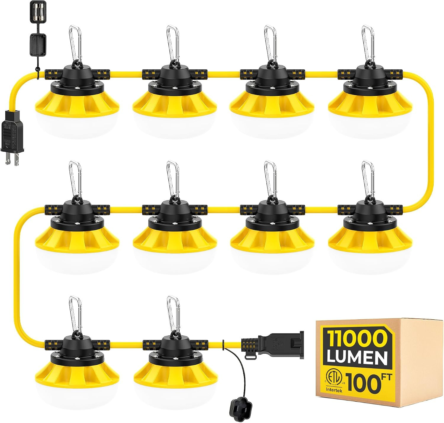100FT 100W LED Work String Lights, Temporary Construction Light, ETL Listed | Li