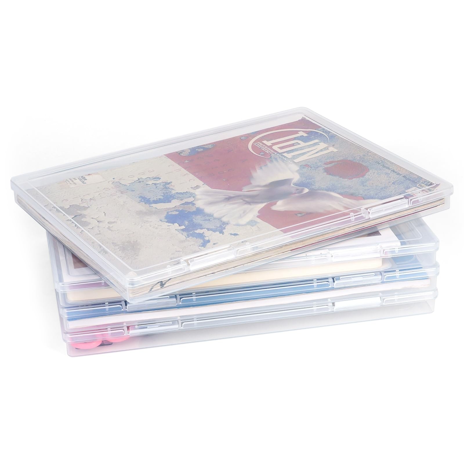 FUIJOL Photo Storage Box 11.5x8.5 Inch, 4 Pcs 8.5*11.5inch-4pcs, Clear