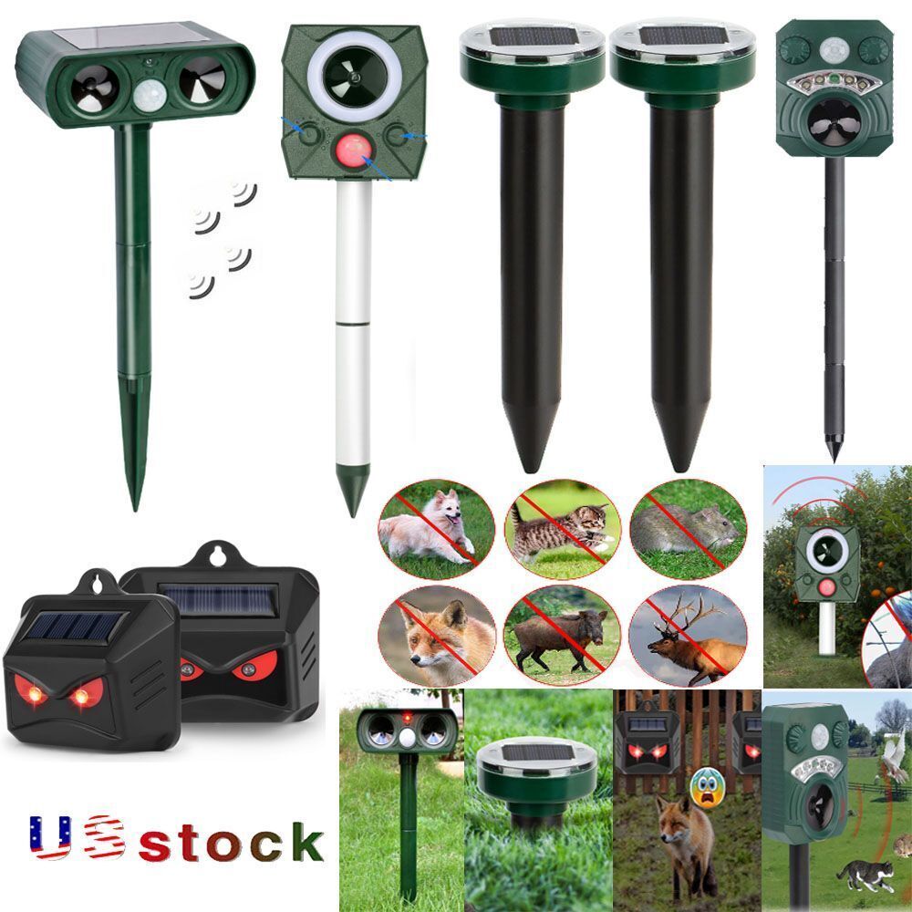 Ultrasonic Solar Cat Dog Repellent Fox Pest Scarer Deterrent Repeller Sensor USA