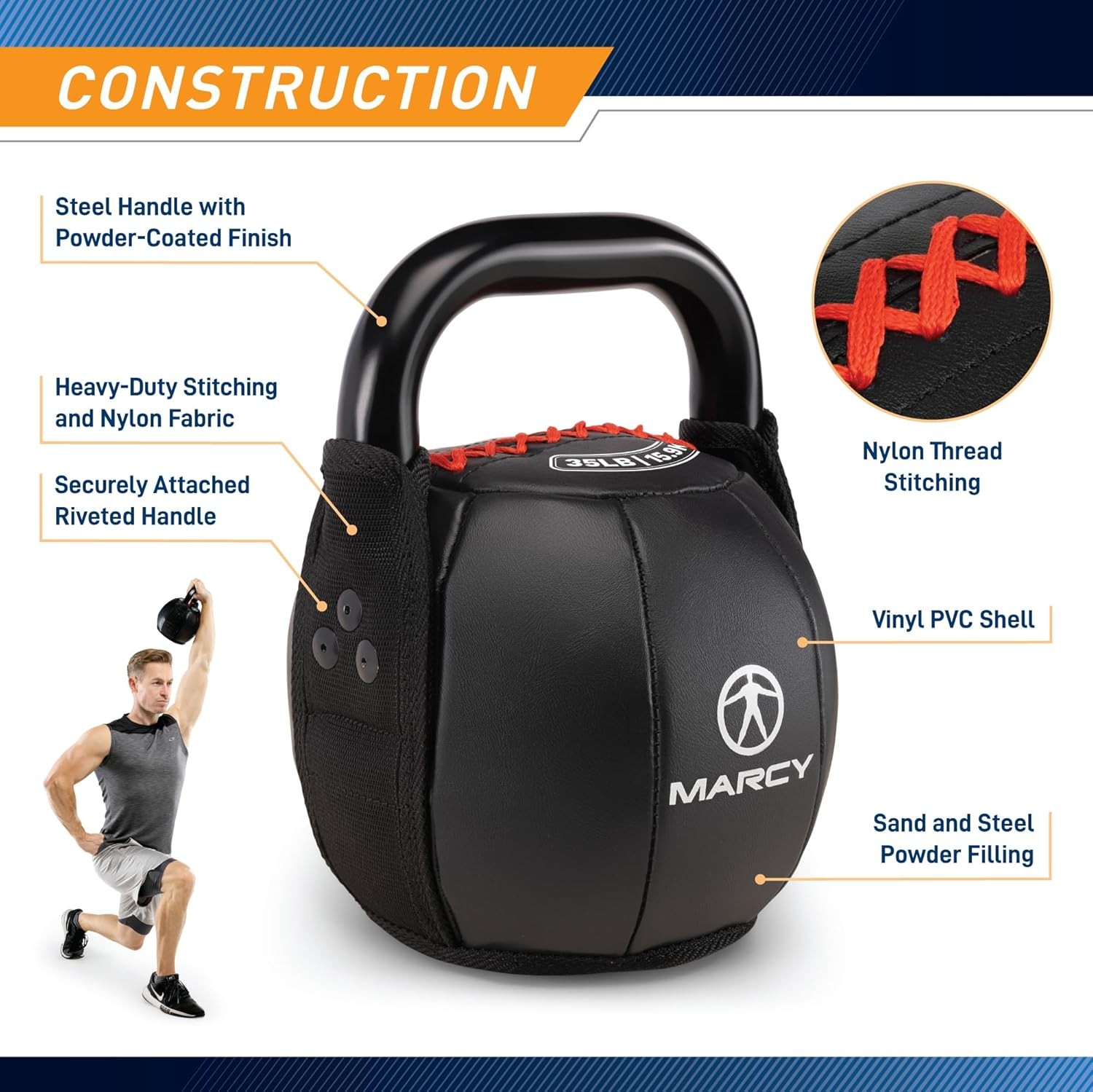 30LBS Strength Training Soft Kettlebell w/Handle for Weightlifting Conditioning