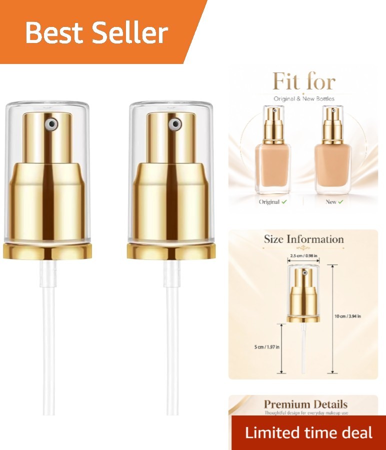 2-Pack Luxury Gold Foundation Pumps for Estee Lauder & More - Easy Dispensing