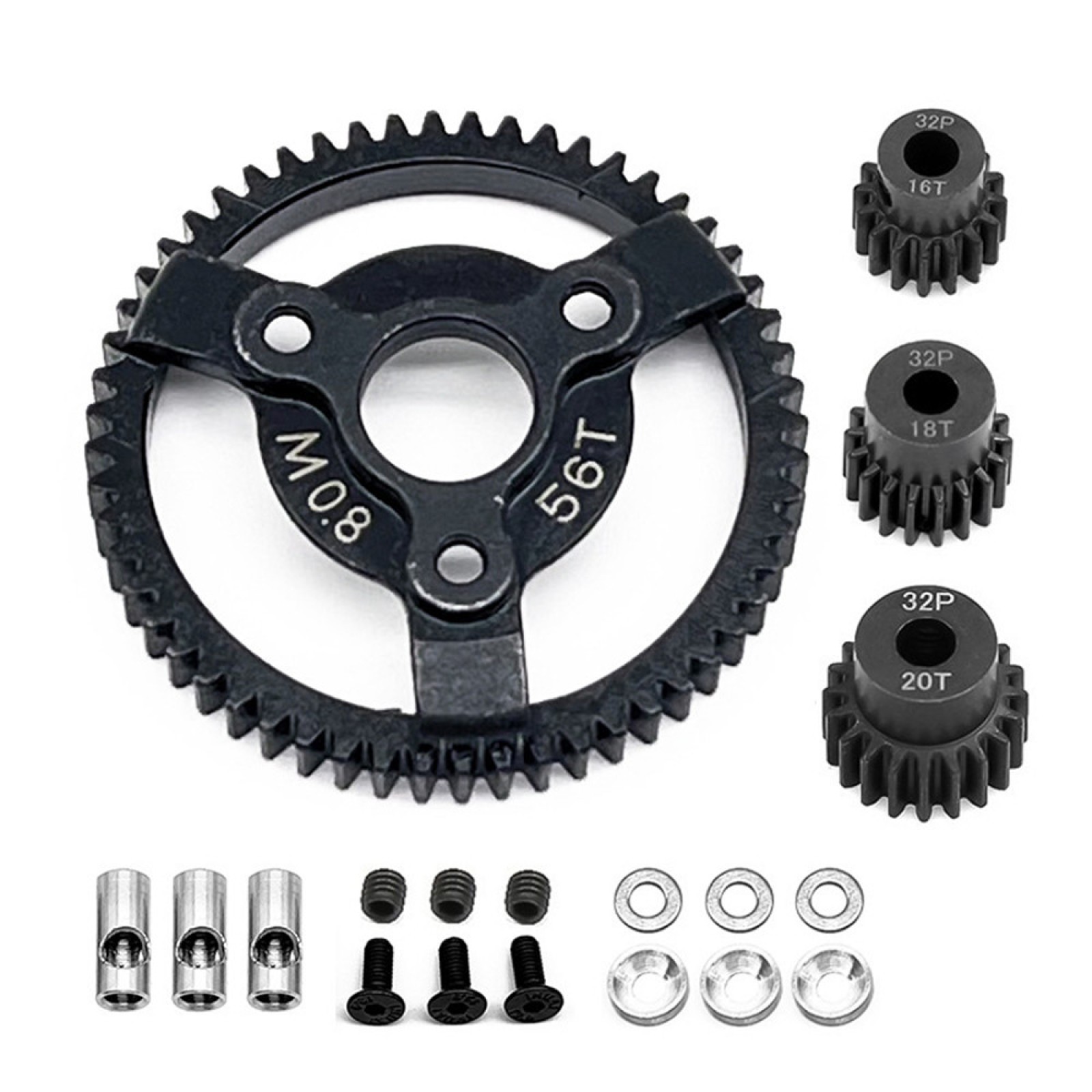 56T+16T+18T+20T 0.8M 32P Spur Gear for Traxxas Slash 2WD VXL XL-5 Bandit 1/10