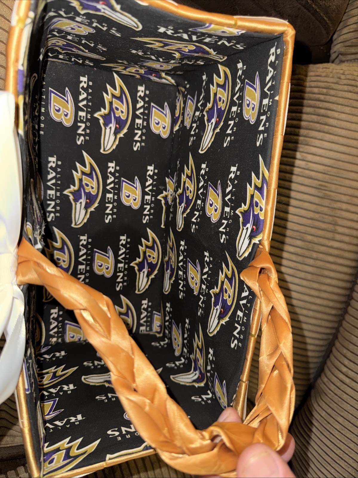Handmade Baltimore Ravens Ribbon Basket