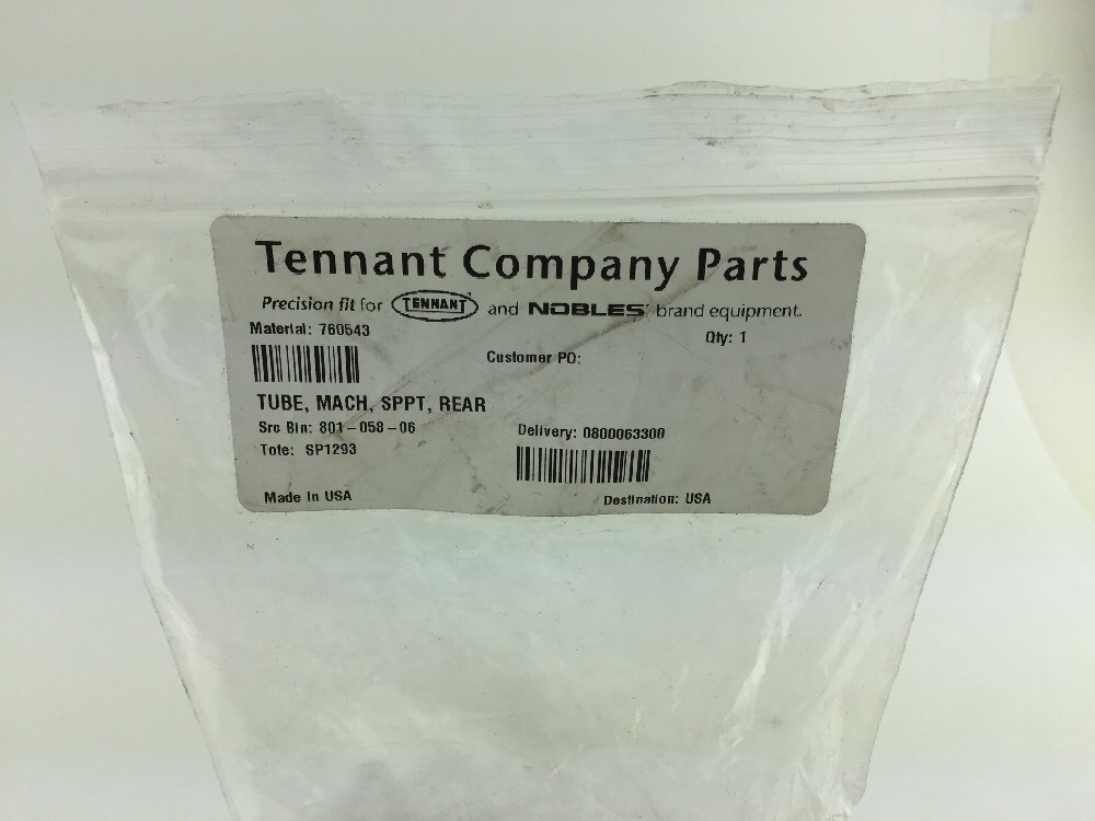 New OEM Genuine Tennant Tube Mach, SPPT, Rear 760543 Ships FREE