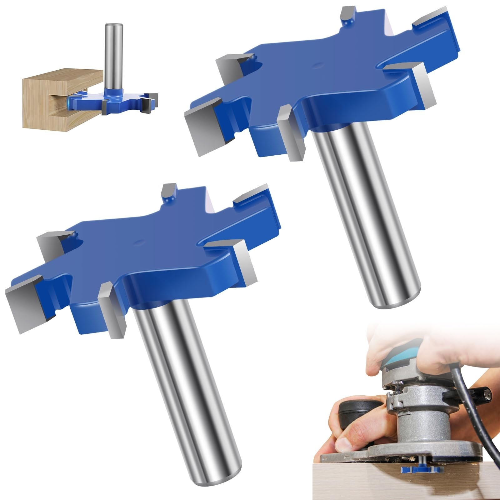 2PCS Slab Flattening Router Bit 1/2 Shank, 2-1/2" Cut Dia, 6 Flute Surfacing ...
