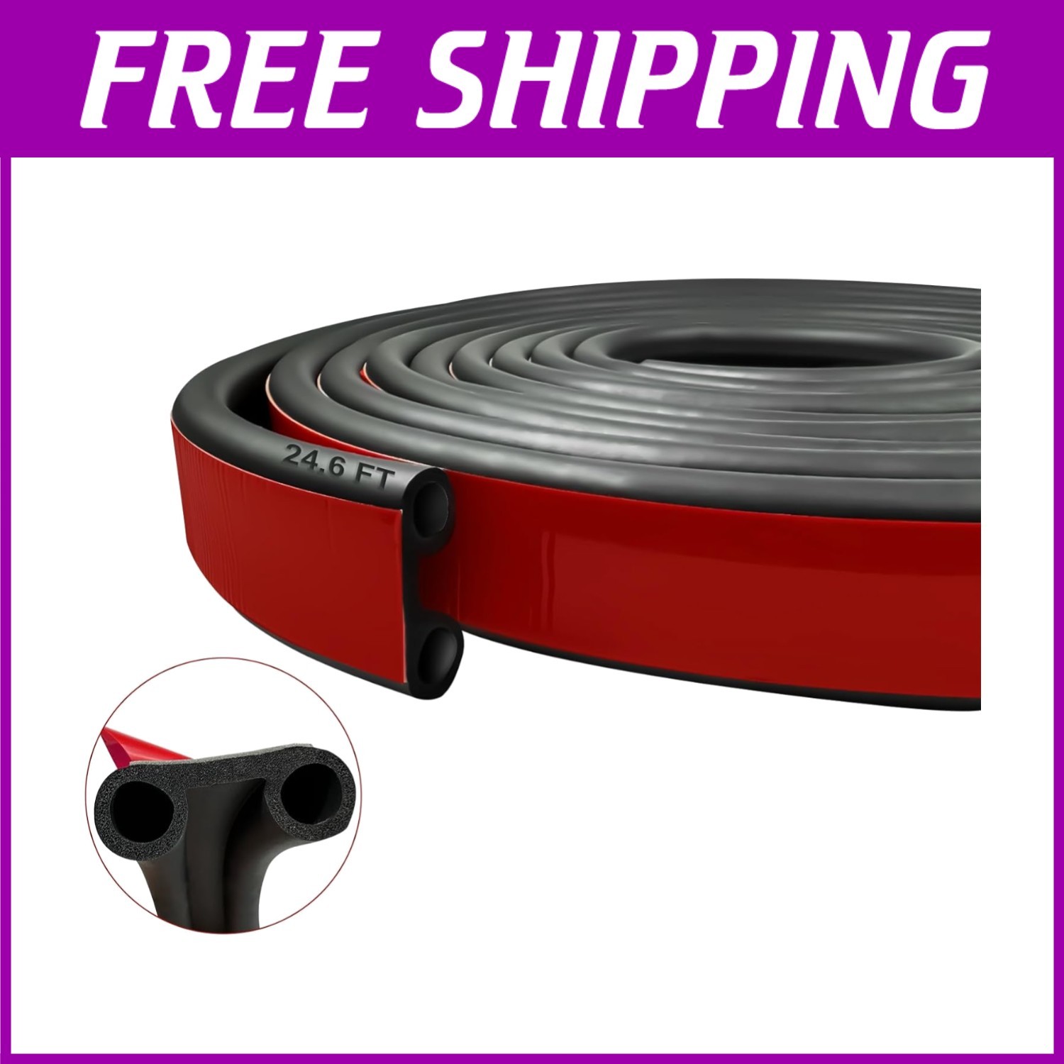 24.6Ft Rubber Tailgate Seal Strip for Pickups & Trucks