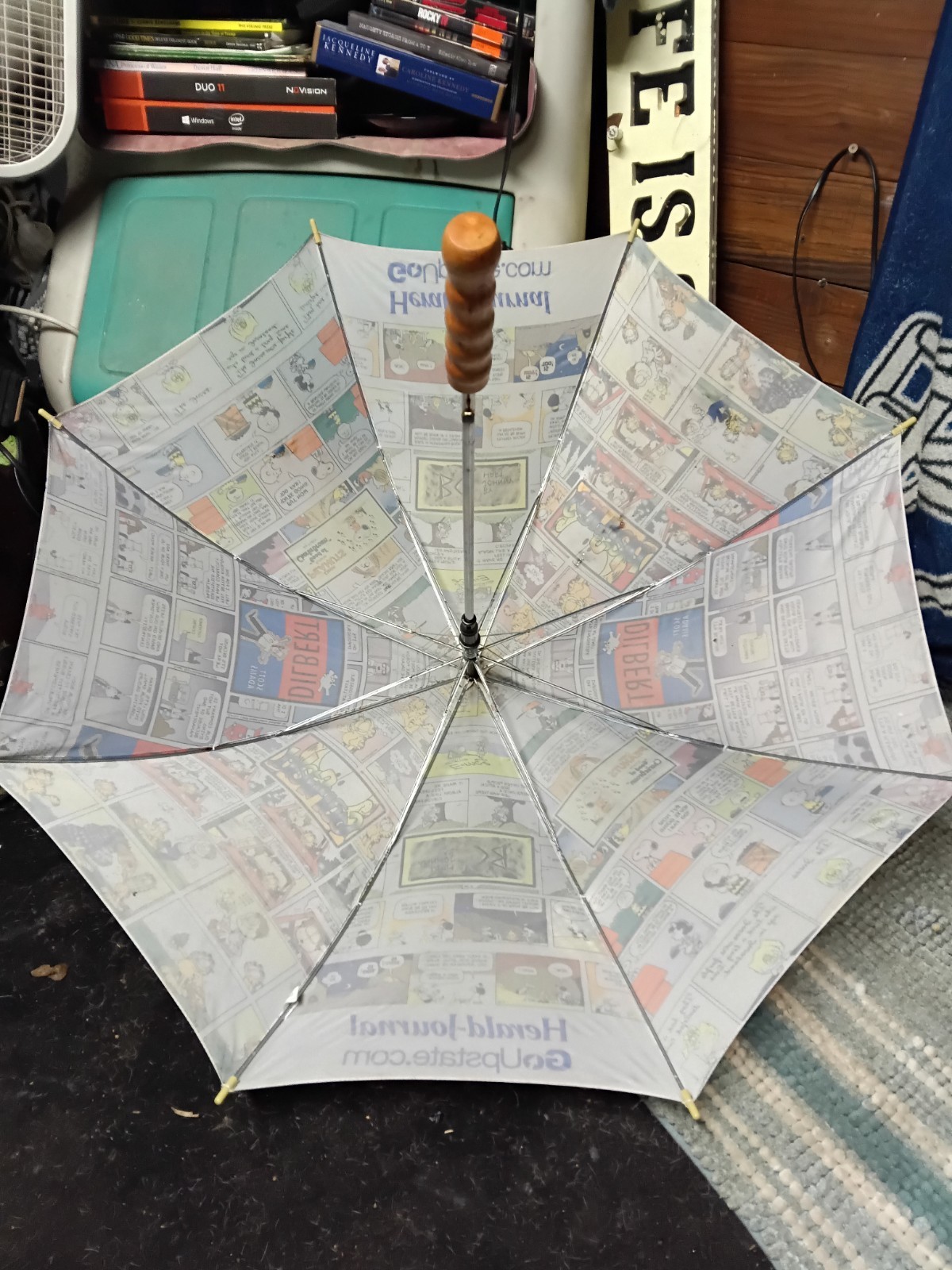 Herald-Journal Comic Strip Print Umbrella White