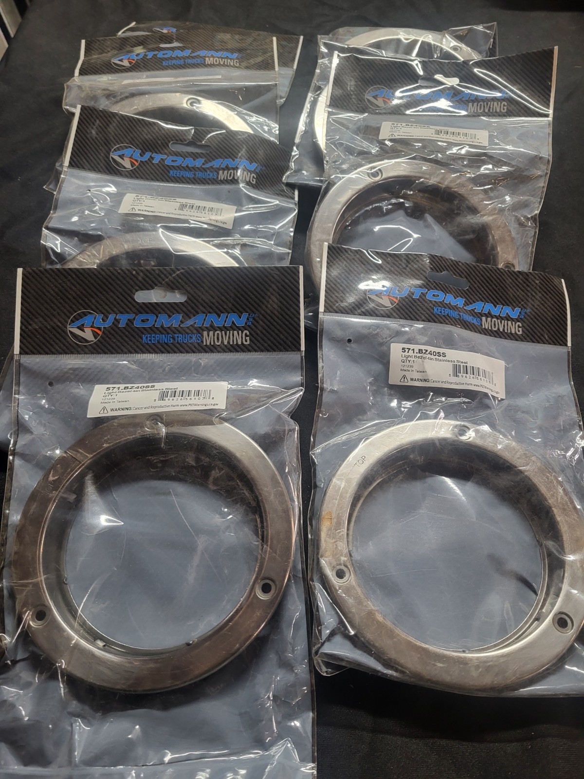 Lot of 8 Stainless Steel 4" Light Bezels 571.BZ40SS