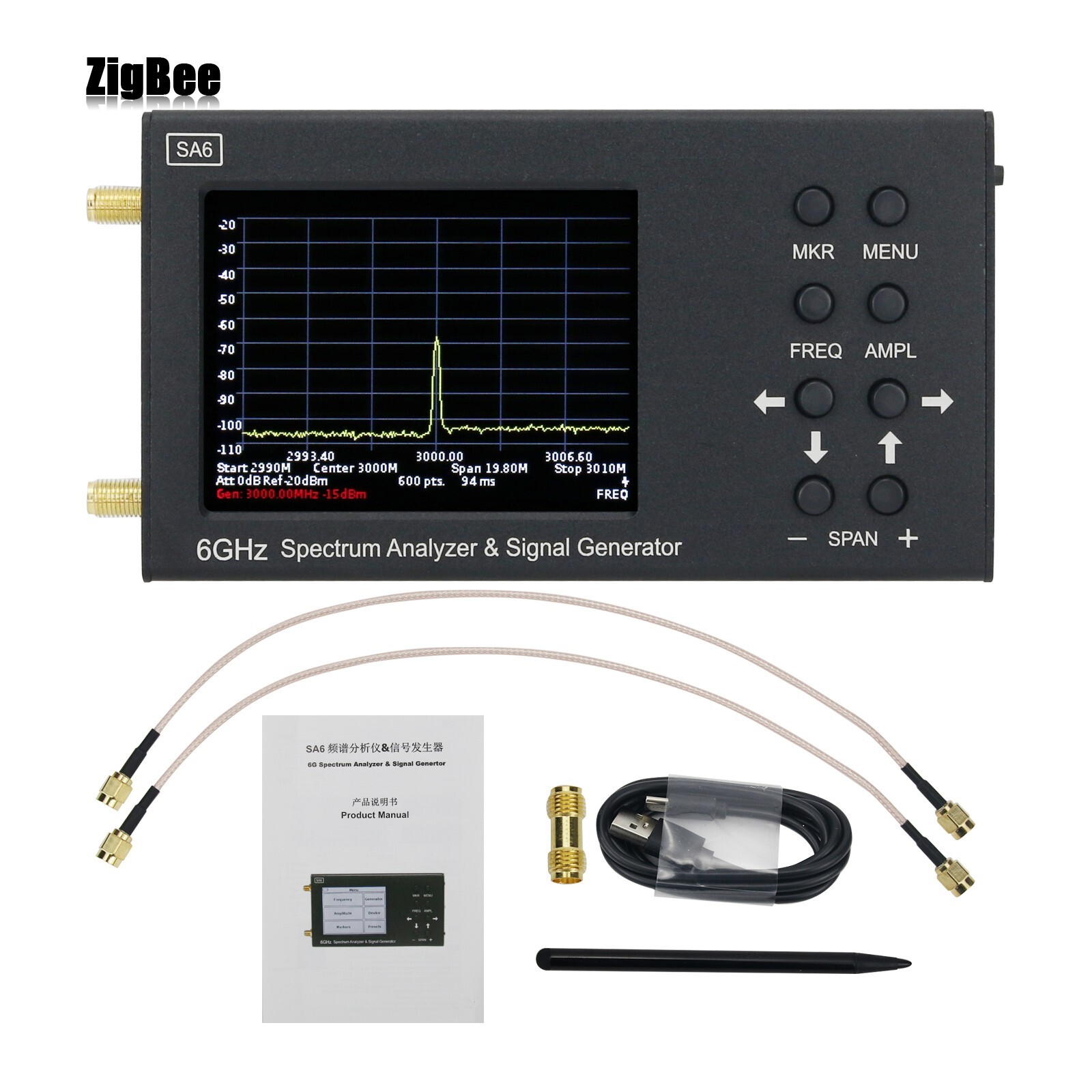 SA6 Spectrum Analyzer Signal Generator RF Signal Source Wi-Fi 2G 4G LTE CDMA