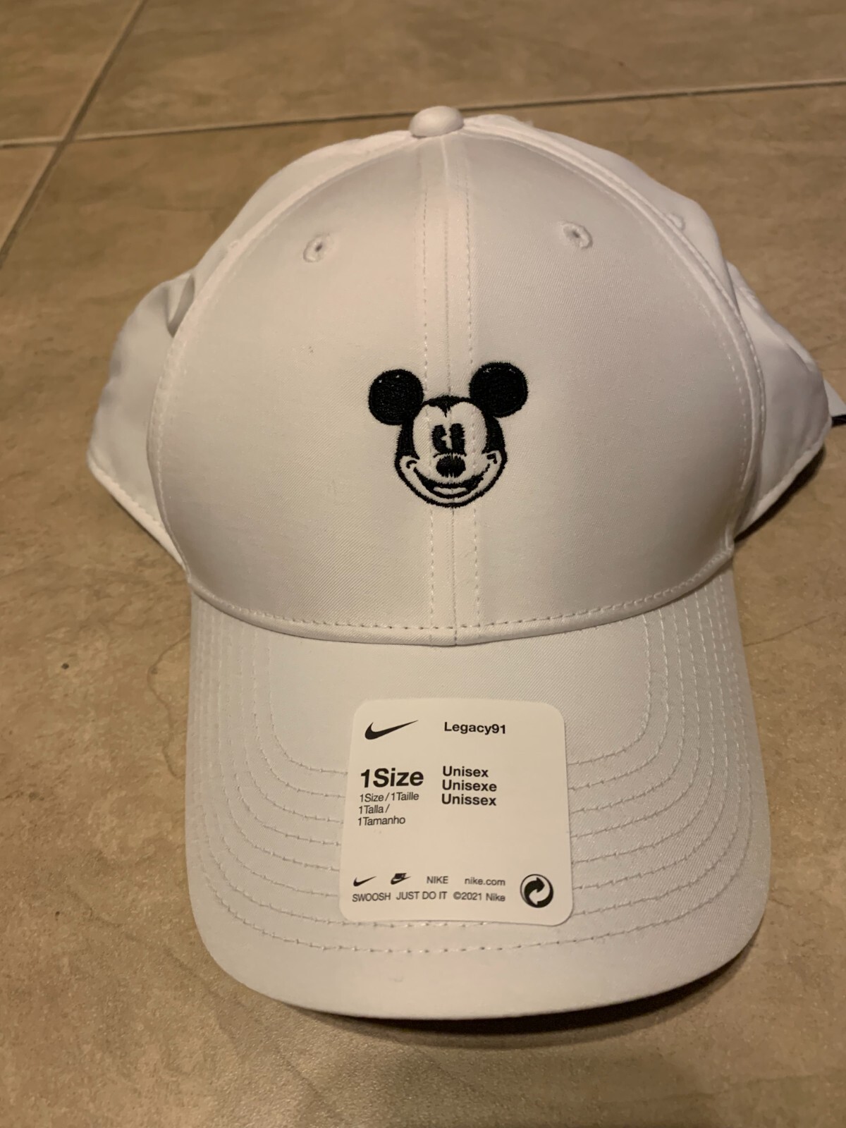 Disney Legacy 91 Nike Adult Golf Baseball Hat Cap NEW Tag White w/ Black Mickey