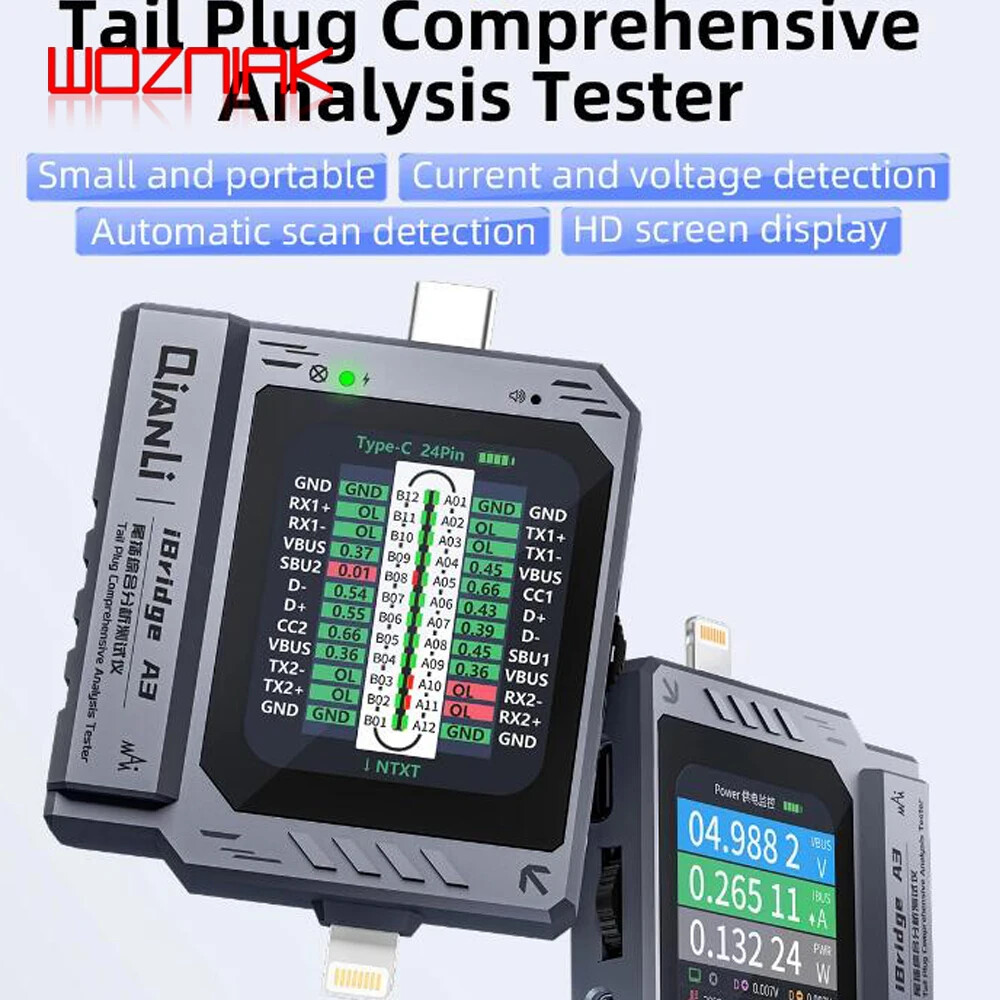 Phone Tail Plug Detector Support Lightning Type-C Charge Error Tester Detector