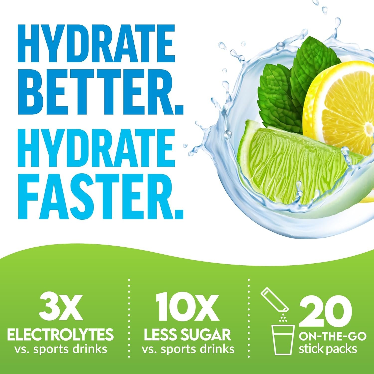 Force Factor Liquid Labs Rapid Hydration Electrolyte Drink Mix Lemon-Lime 20