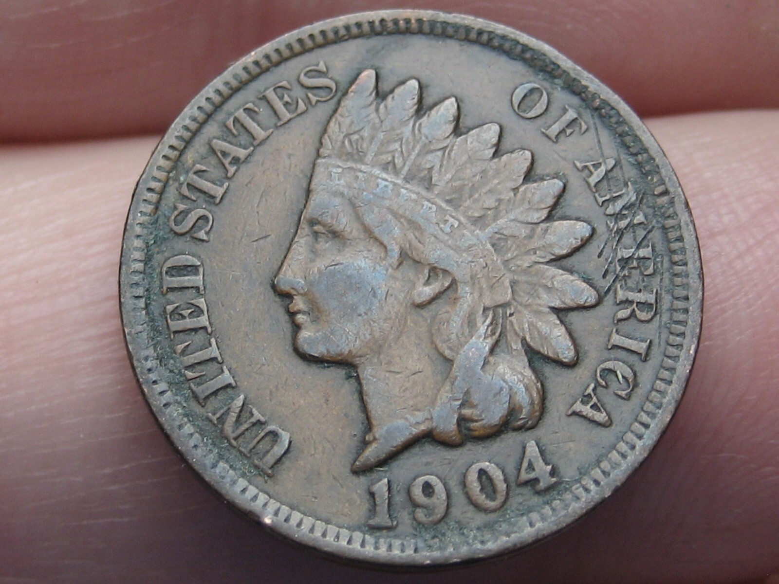 1904 Indian Head Cent Penny- XF Details, Chocolate Brown