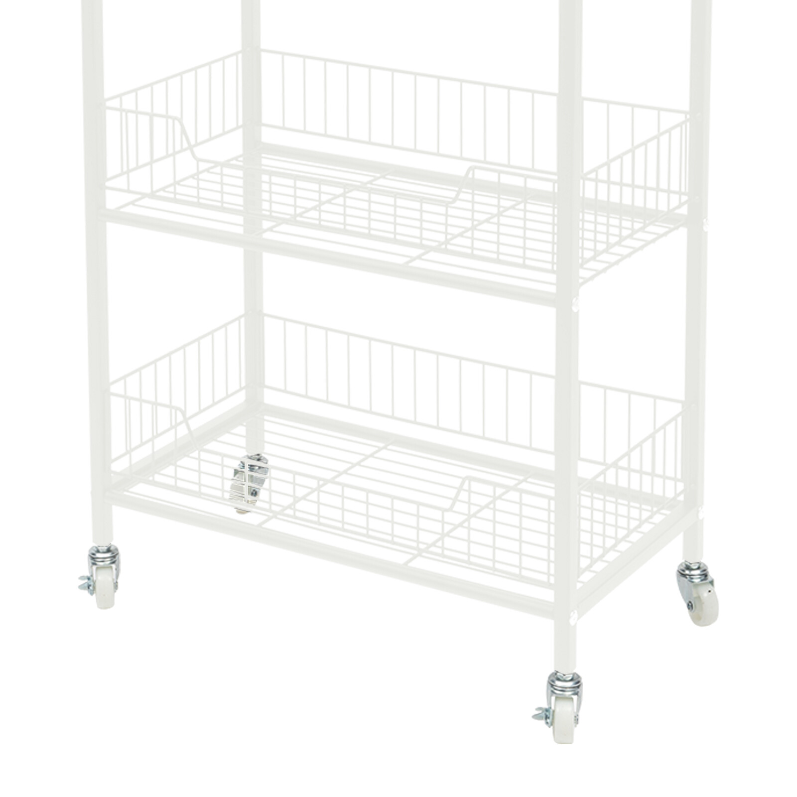 4-Tier Metal Snack Display Rack With Hooks & Wheels White