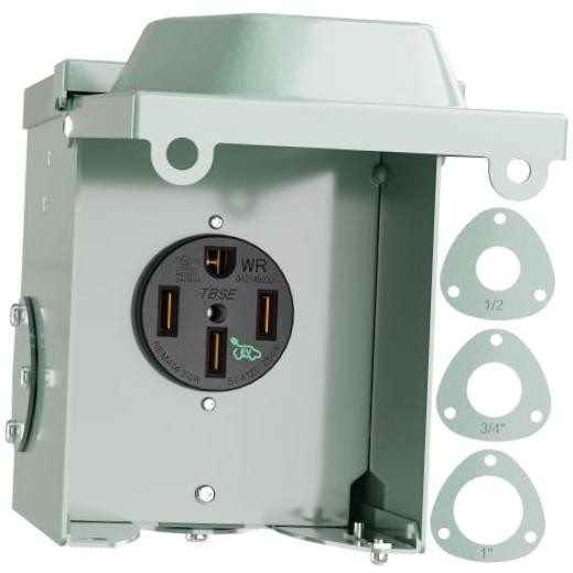 50 Amp 125/250 Volt EV Power Outlet Box, 50 Amp EV Charging 14-50R Outlet Box