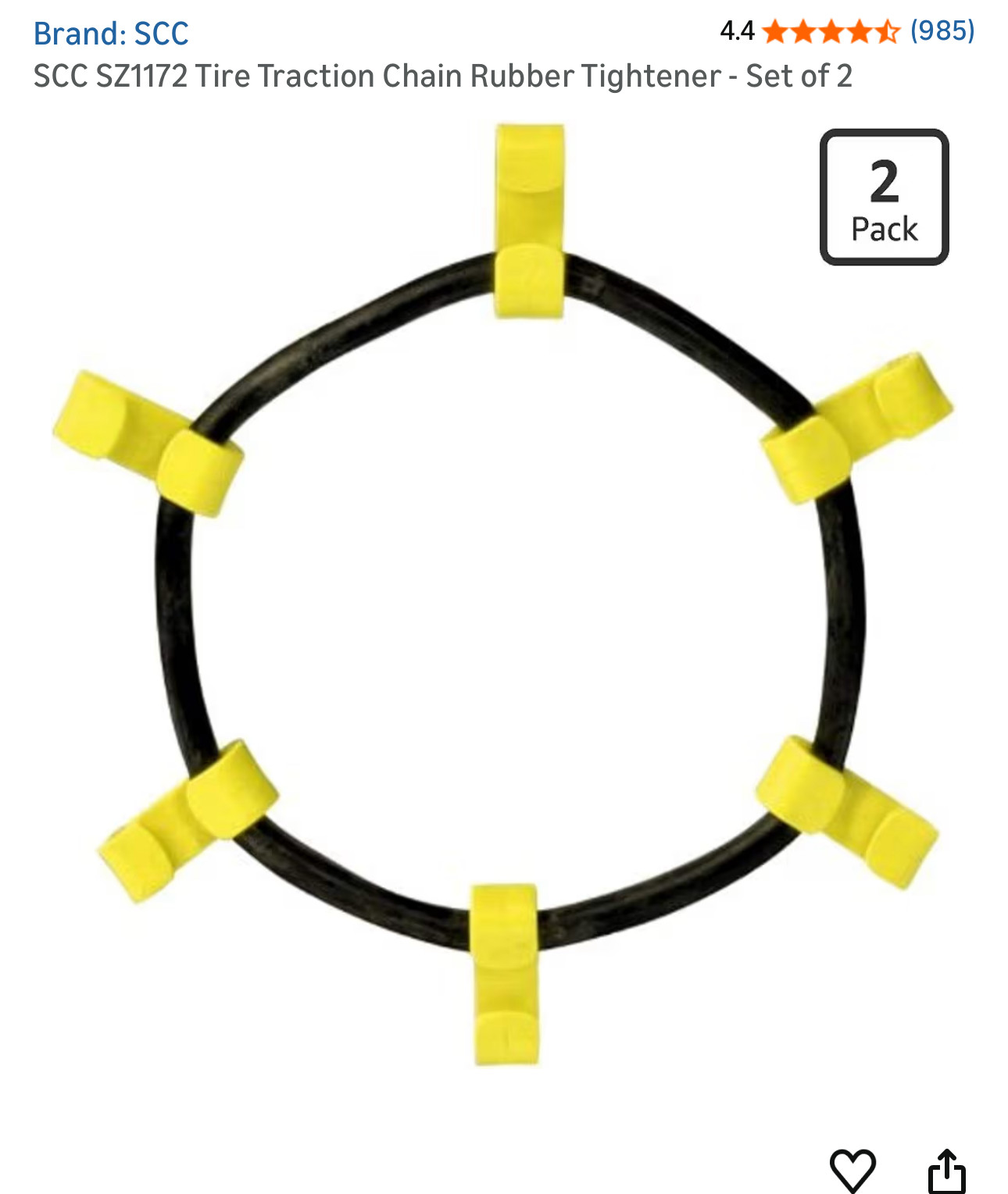 SCC SZ1172 Tire Traction Chain Rubber Tightener - Set of 2