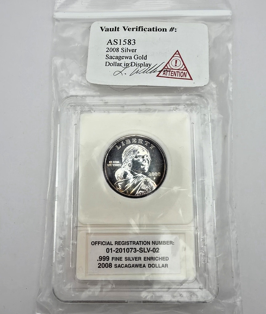 2008 Sacagawea Dollar .999 Fine Silver Enriched Novelty Display Holder