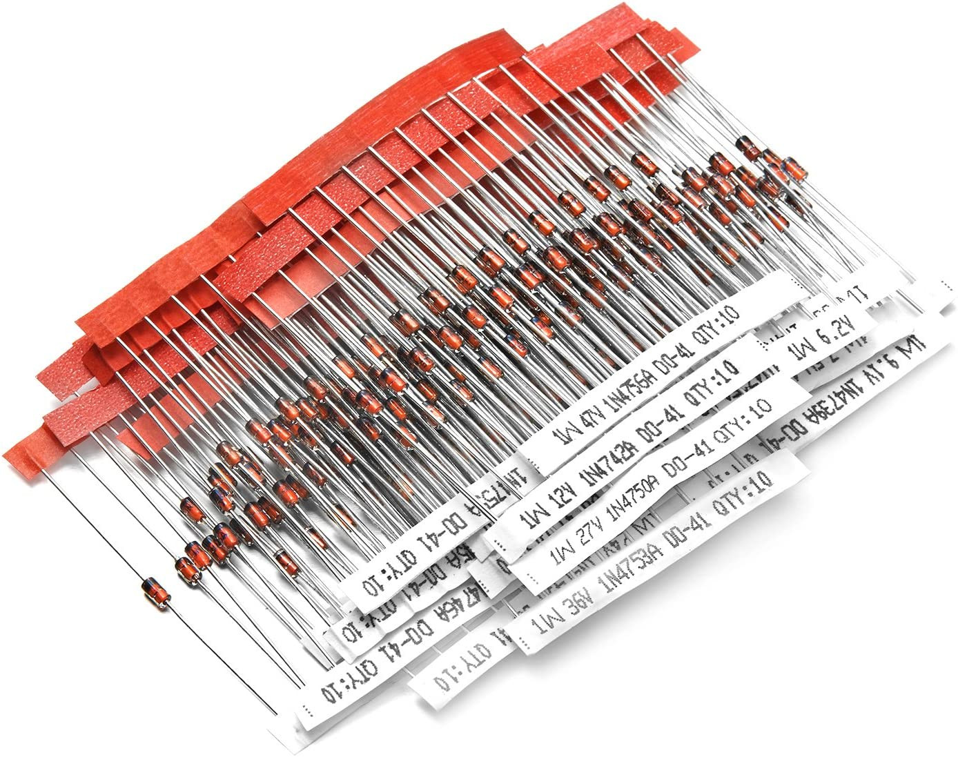 30 Values 300Pc 1W Zener Diode Assorted Kit (3V 3.3V 3.6V 3.9V 4.3V 4.7V 5.1V...