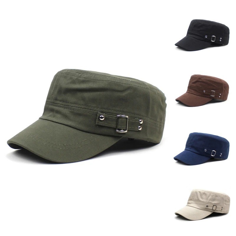 Classic Cotton Army Hat Military Cadet Patrol Style Simple Adjustable Flat Cap