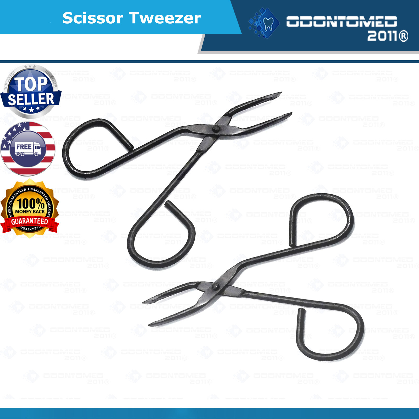 2 Pcs Sharp Scissors slanted Tip Eyebrow Tweezers Clamp Clipper Stainless ODM