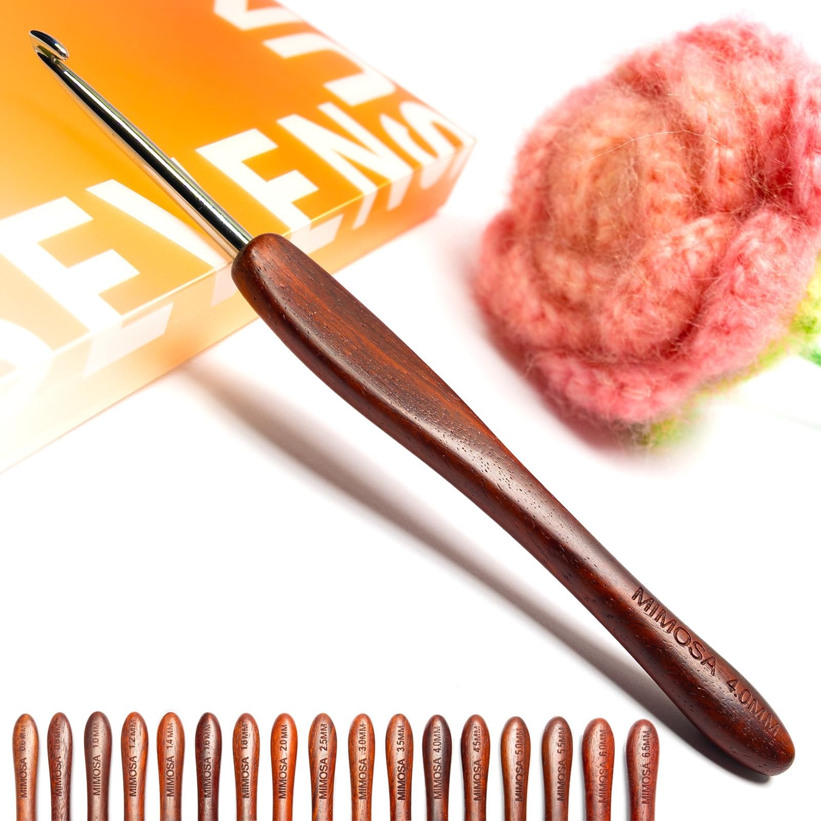 SEVENSUN Mimosa 4mm Single Crochet Hook, Available in 0.6mm-6.5mm, Ergonomic
