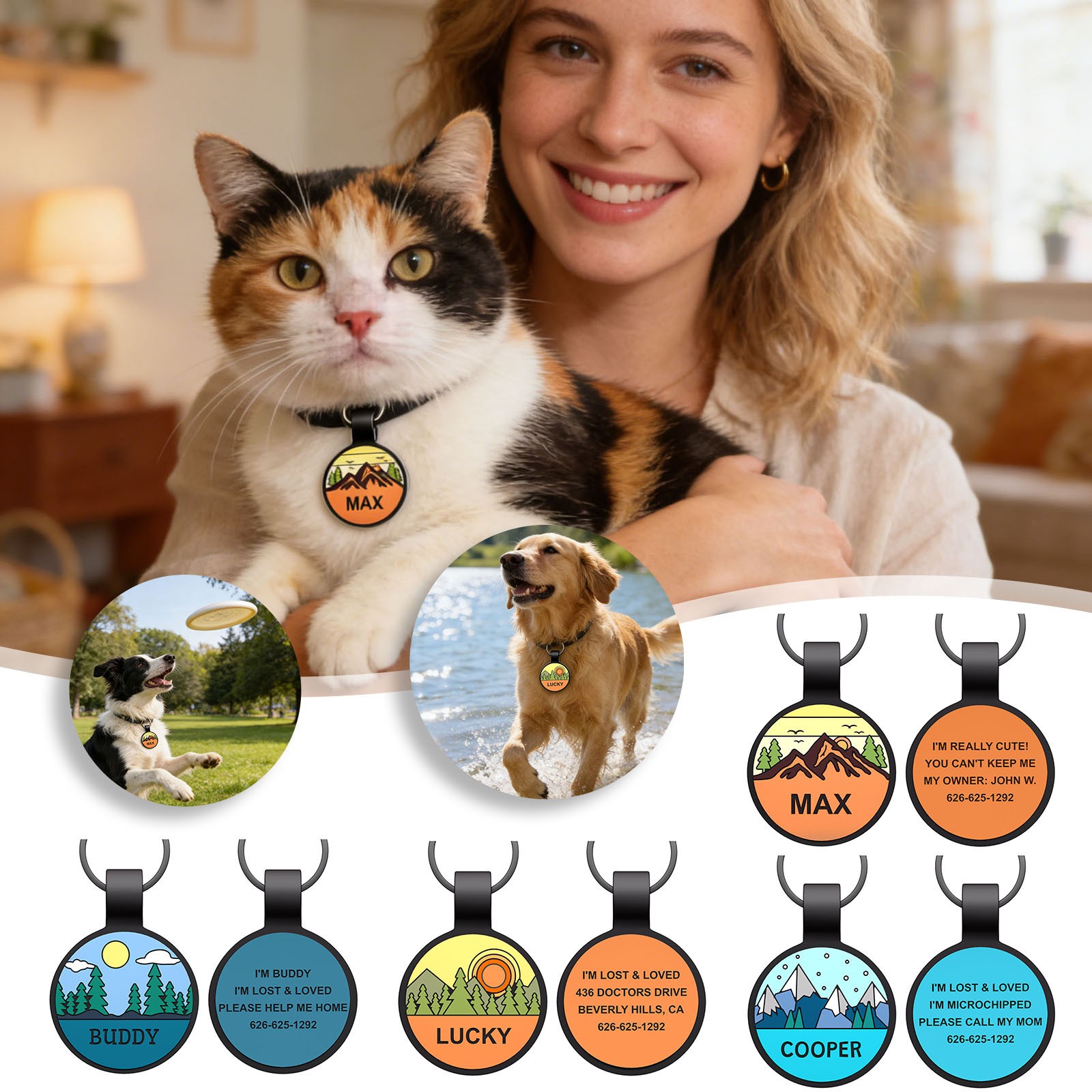 Personalized Silicone Dog ID Tag Custom Engraved Pet Tag for Dogs Cats Anti-Lost