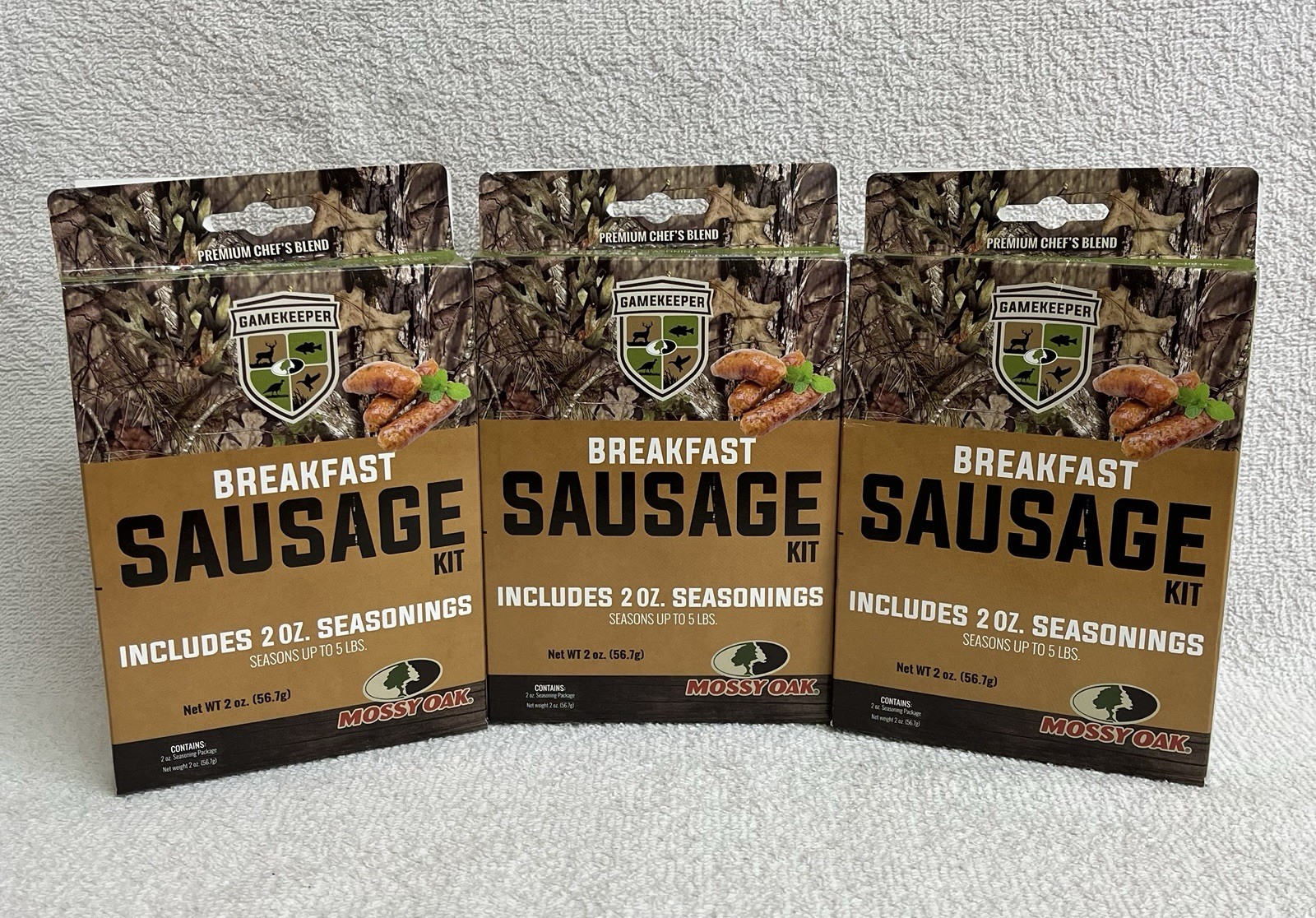 Mossy Oak Game Keeper Breakfast Sausage Kit Seasoning Up To 15 Pounds Lot of 3