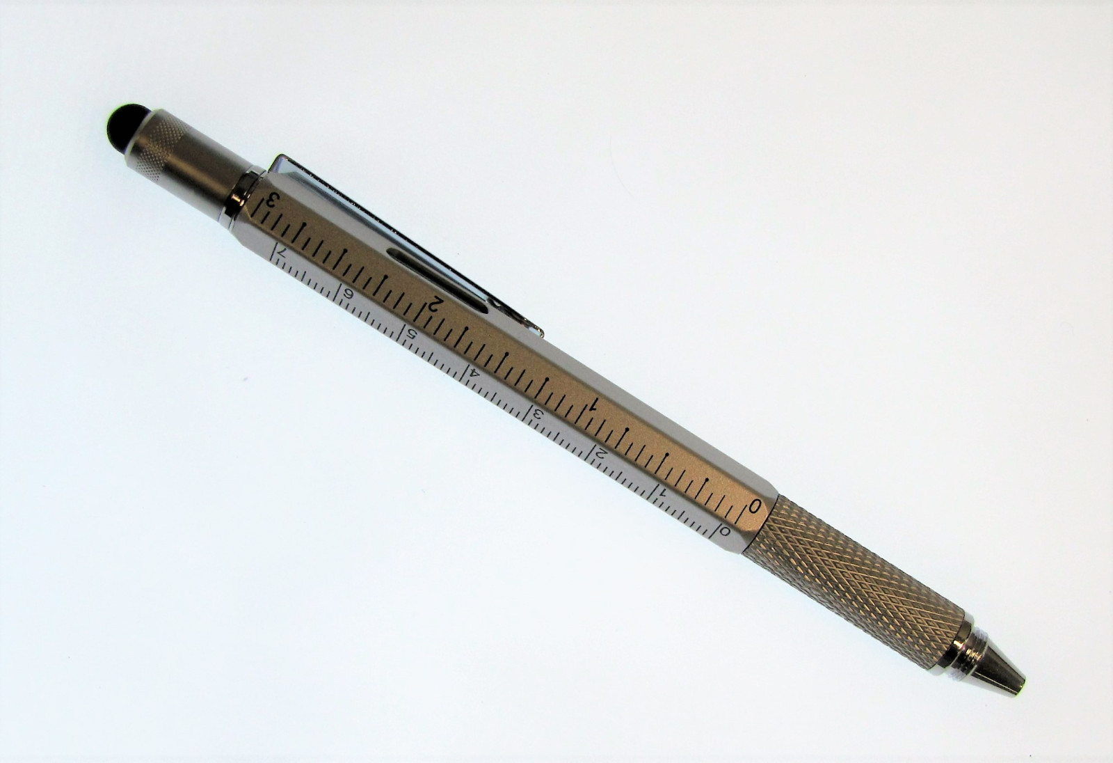 Pocket Pen Screw Driver Stylus Bubble Level Ruler Multi-Tool 6 in 1 Silver