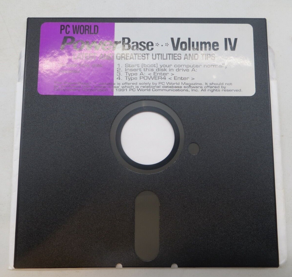 PC WORLD 5.25" Floppy Disk PowerBase Volume IV Latest & Greatest Utilities Tips