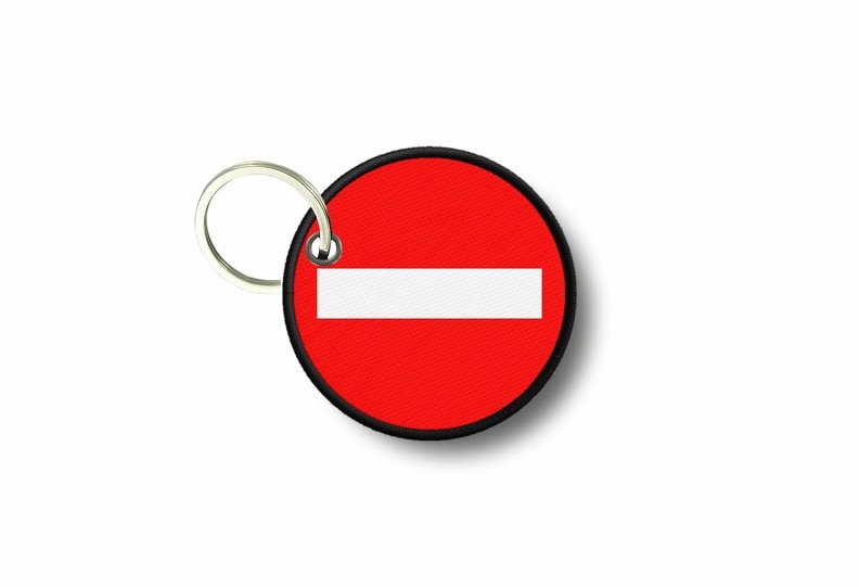Keychain Embroidered Patch Badge No Entry Danger