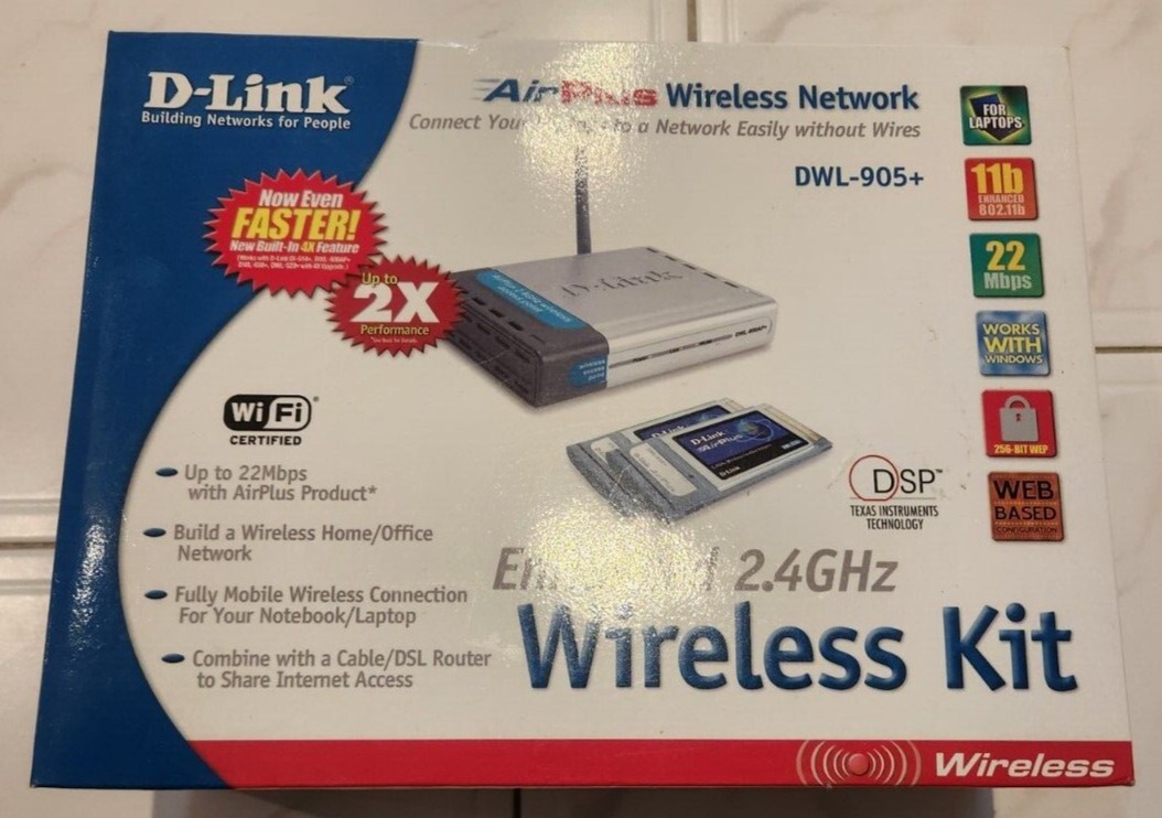 D-Link Enhanced 2.4GHz Wireless Kit AirPlus Wireless Network DWL-905+