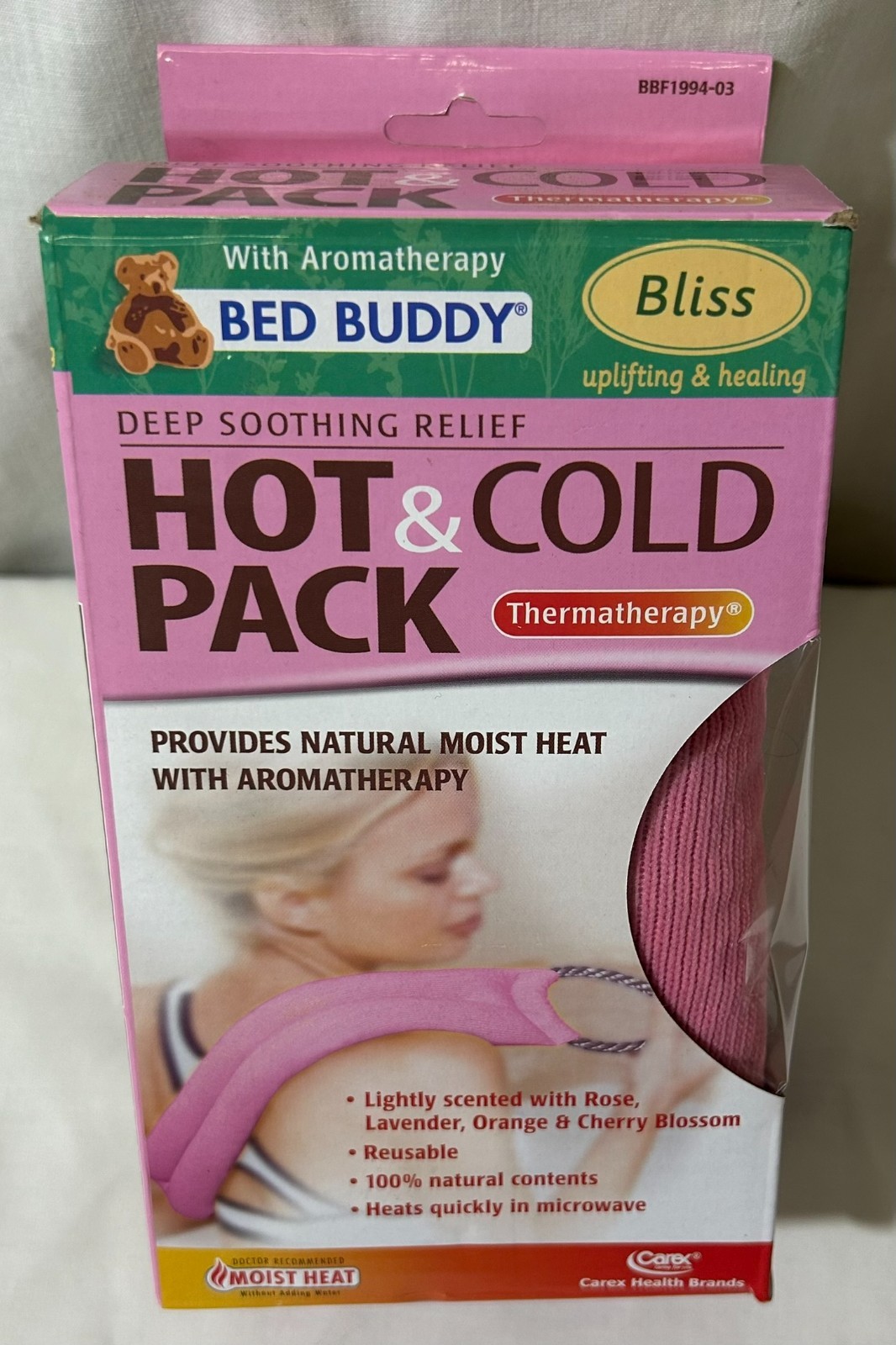 Bliss Bed Buddy Hot & Cold Pack Deep Soothing Relief Aromatherapy Pink
