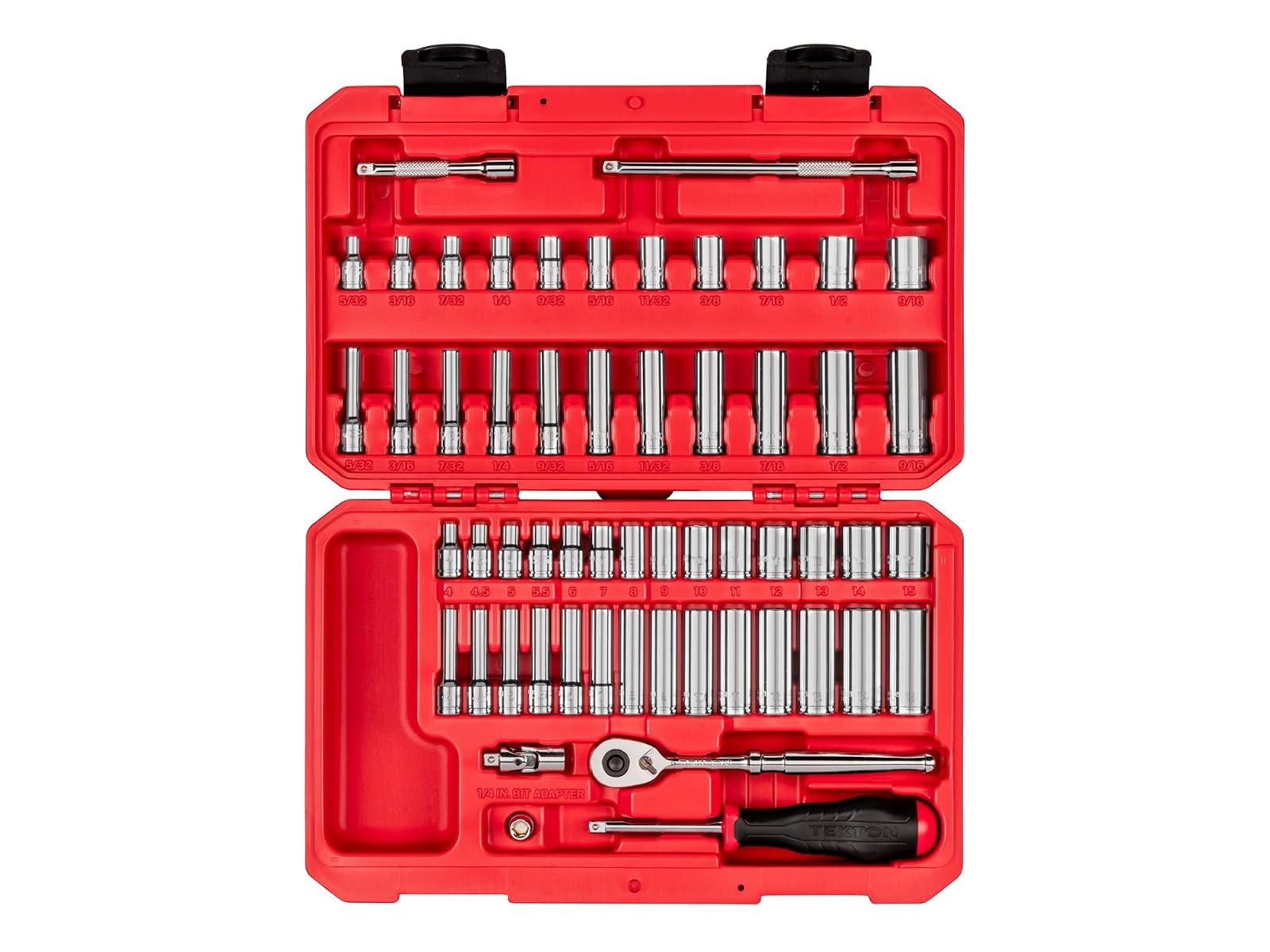 1/4 Inch Drive Socket Set TEKTON 56 Piece 5/32-9/16 SAE