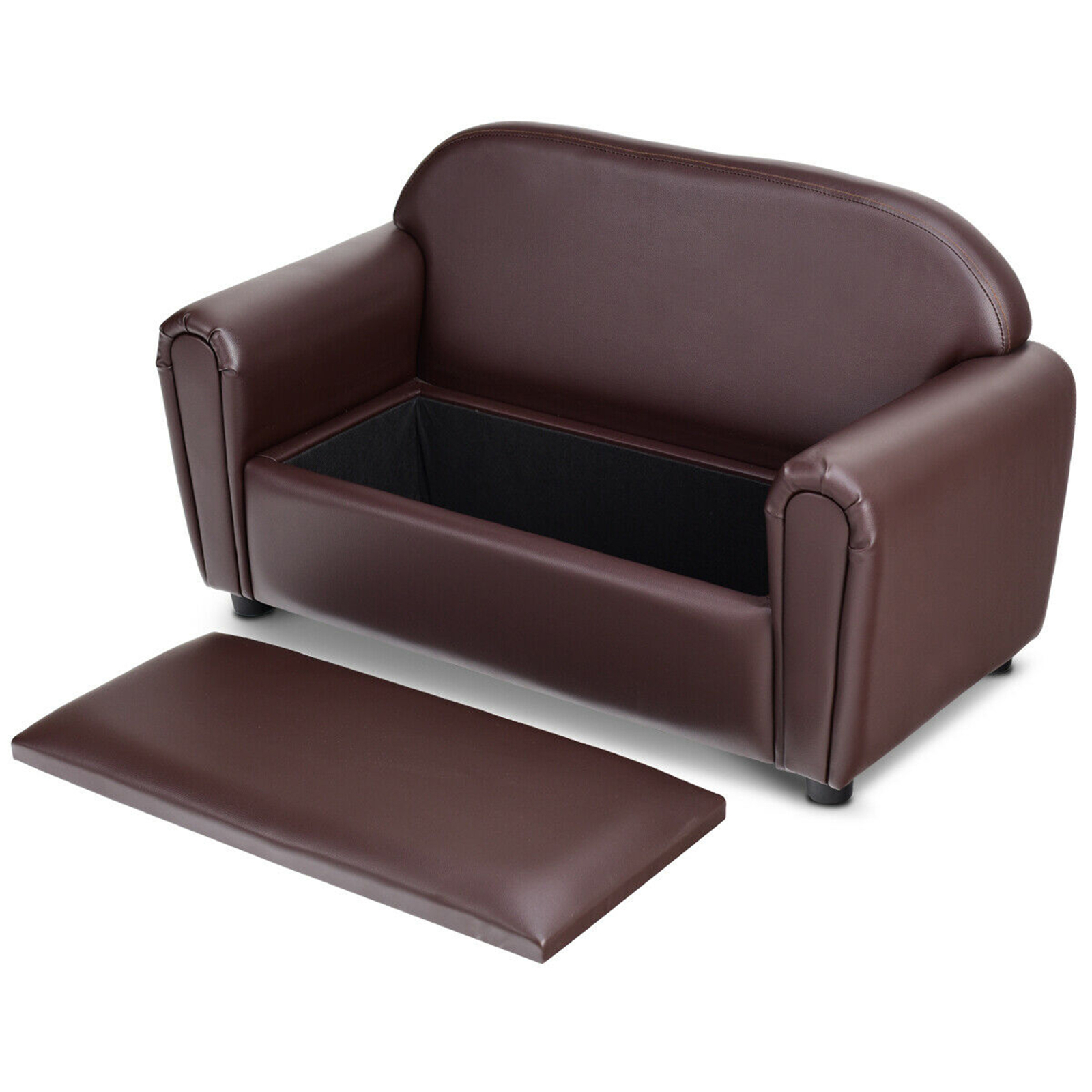 Kids Sofa Armrest Chair Lounge Couch Wood Construction Storage Box Living Room