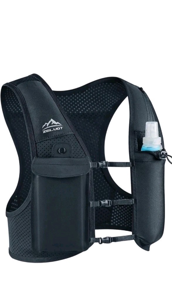 Zelvot Hydration Adjustable Hiking Running Vest No Flask Black Size Small