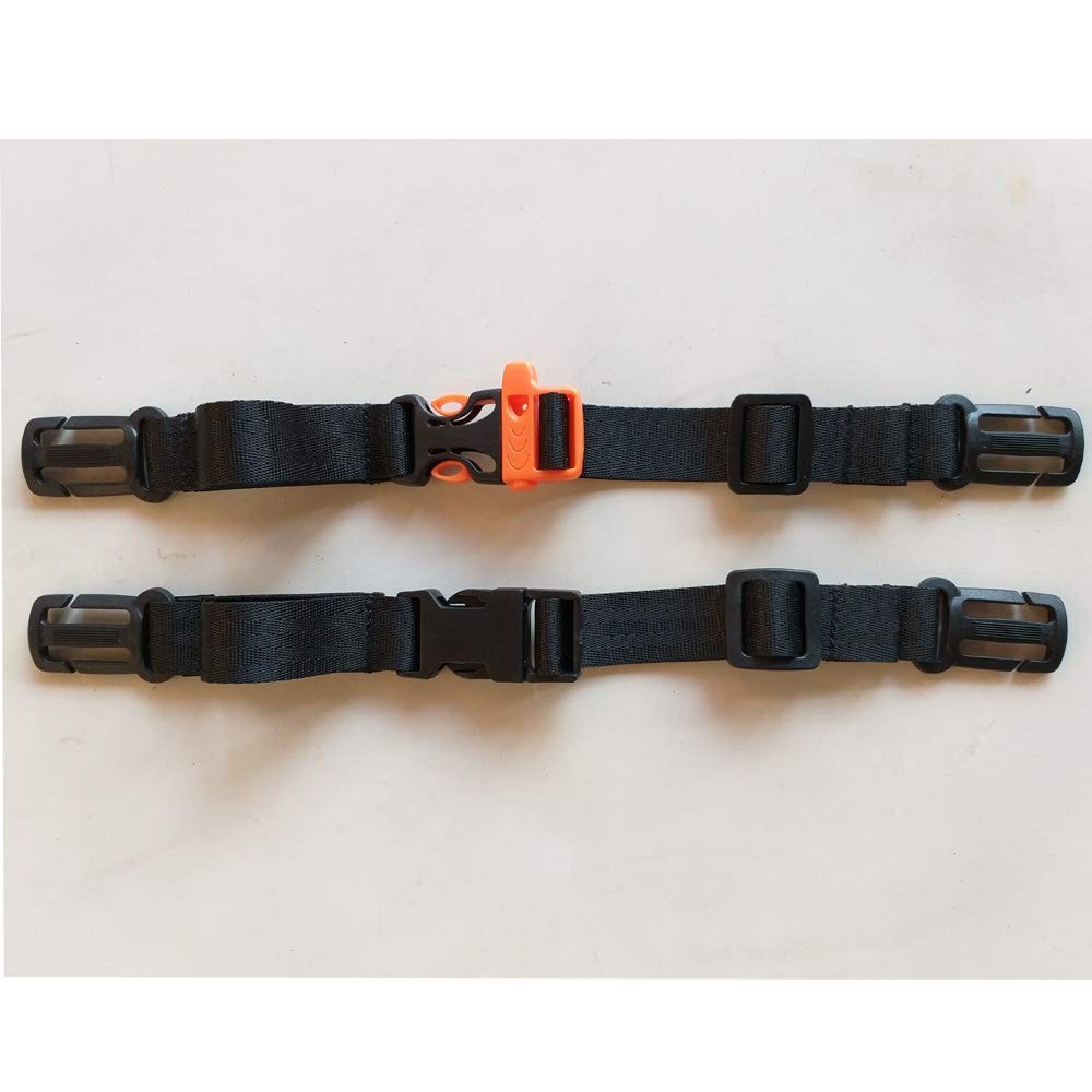 2 Pack Black Backpack Chest Strap, Nylon, Fits 1in Webbing, Adjustable Harness