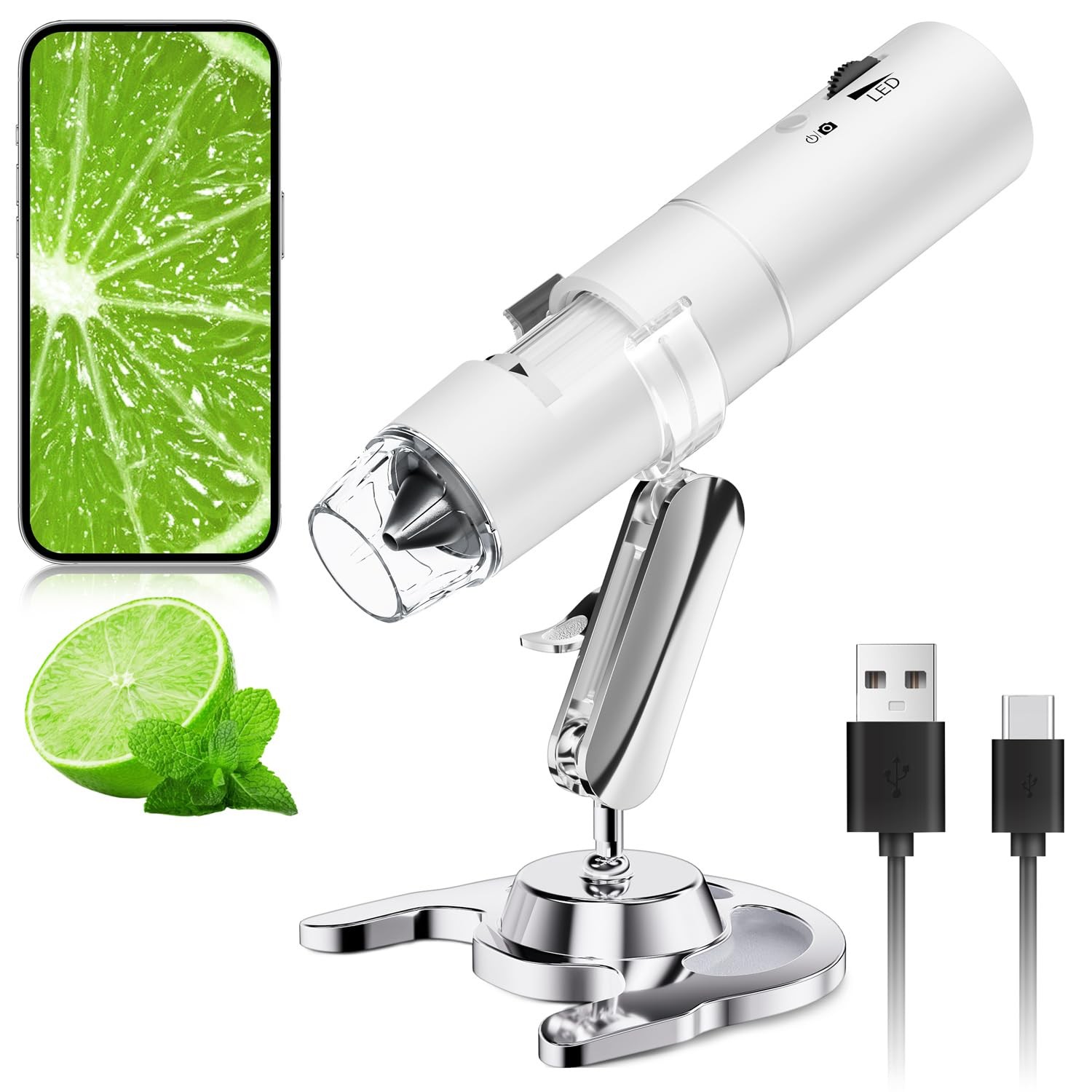 Wireless Digital Microscope, Skybasic 50X-1000X Magnification WiFi White