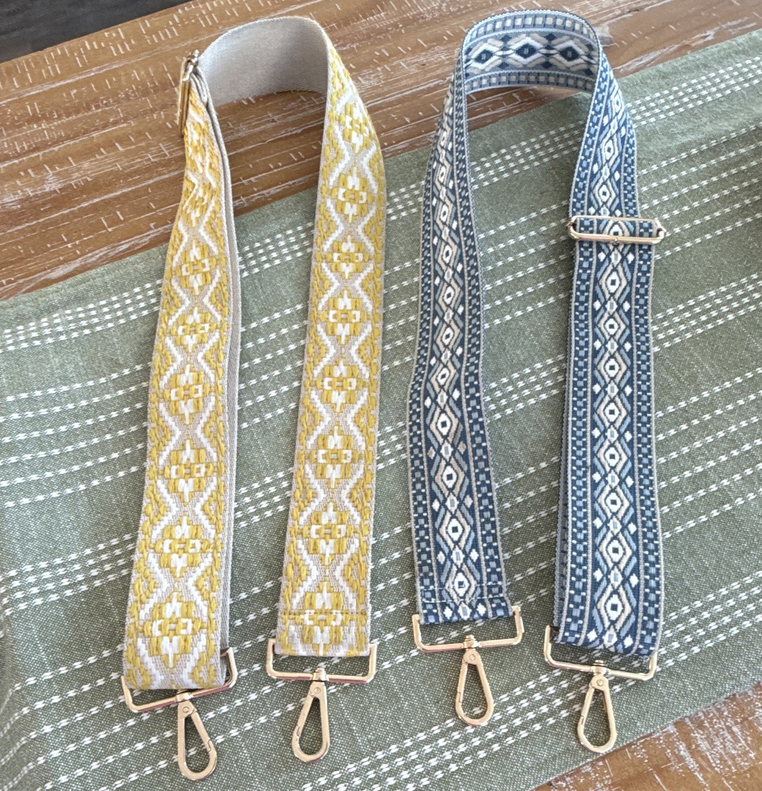 2pc Detachable Adjustable Bag Strap/Yellow Hardware. Sold together!