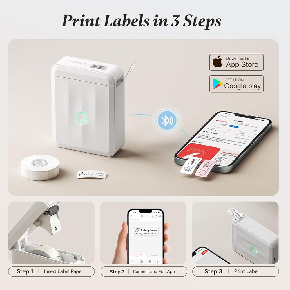 NIIMBOT Label Maker Machine with Tape Thermal Bluetooth Portable Printer D110-M