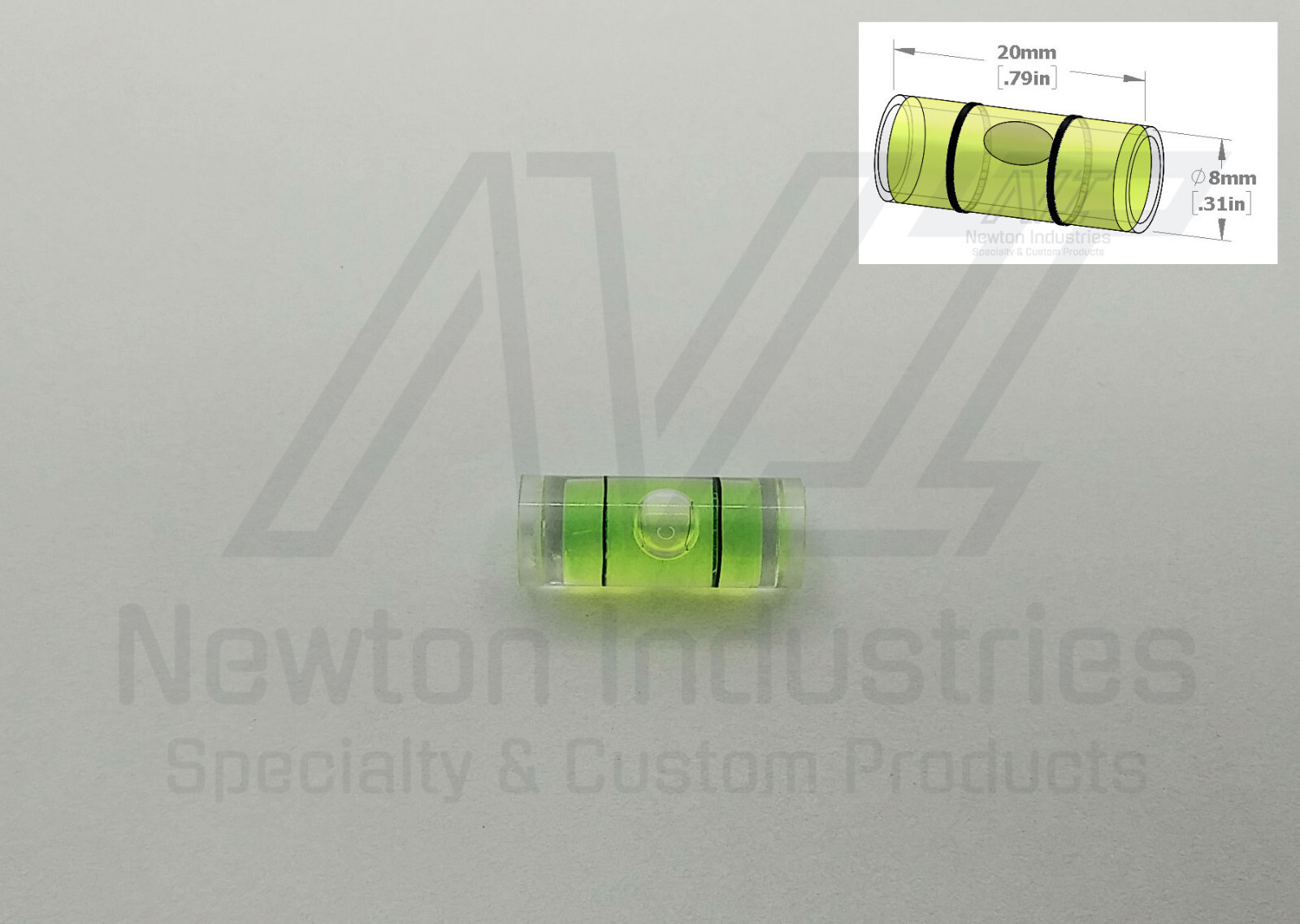 5pcs Acrylic Ø8x20mm Bubble Spirit Level Vial YlwGreen Sens: 22'/2mm 6.40mm/m