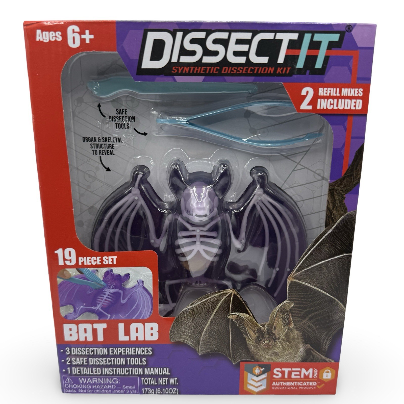 Dissect-It Bat Lab Synthetic Dissection Kit STEM Toy 19 Piece Set Ages 6+ New