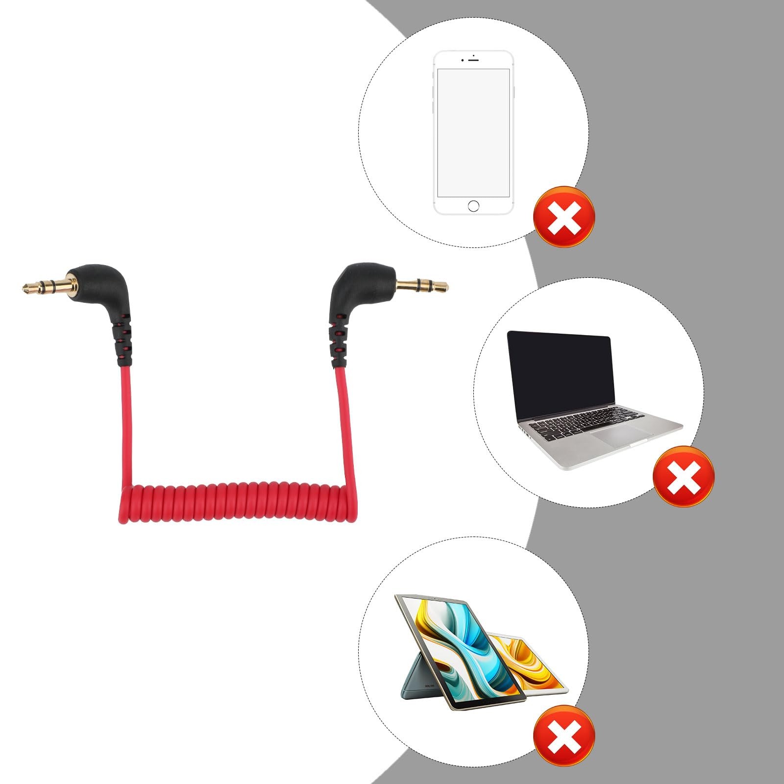 BTFO 2pcs 3.5mm Microphone Cable, Camera Audio Cable TRS Coiled Dual...