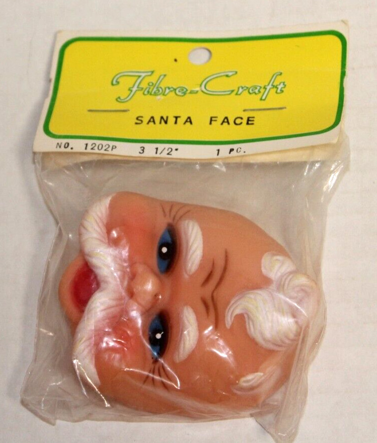 Vintage Fibre Craft 3 1/2" Vinyl Santa Face 1202P NIP